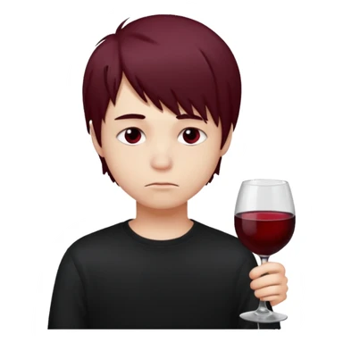 Bebendo vinho emo adolescente masculino com o rosto triste sticker