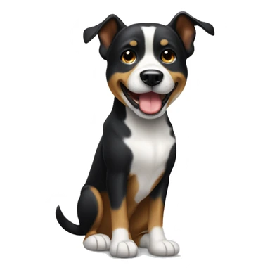 Black and tan dog with huge overbite and a white sock foot sticker