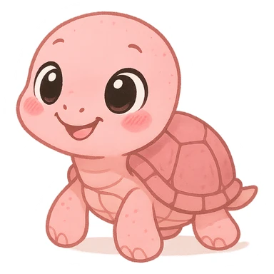 a cute pink turtle, original design, big eyes, blushing cheeks, joyful sticker