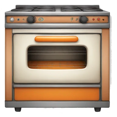 Realistic orange vintage oven sticker