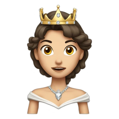 angry brunette princess with a big crown with diamonds sticker
