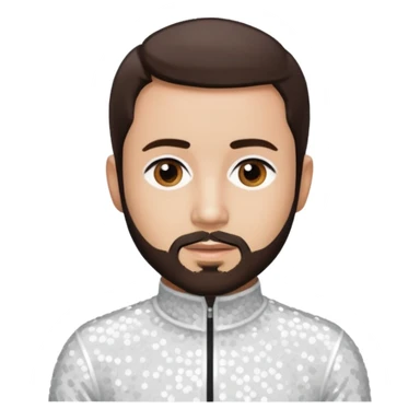 Terry Coldwell (male singer) from East 17 with light skin, dark brown hair and short beard, white sequin outfit sticker