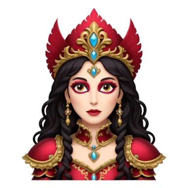 realistic cinematic actress Cher in baroque styling with crimson armor in a forest sticker