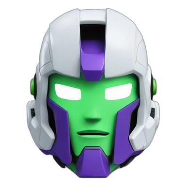 purple and green gundam face sticker