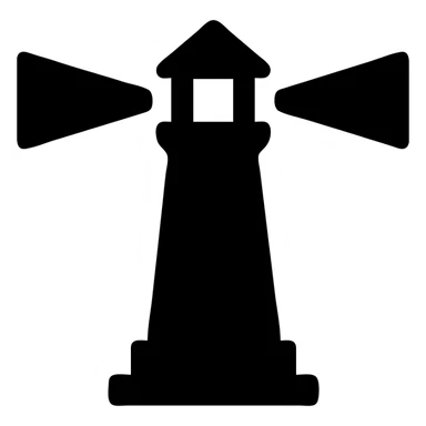 Lighthouse icon, simple and clean, black and white, minimalist design, solid style, no additional details sticker