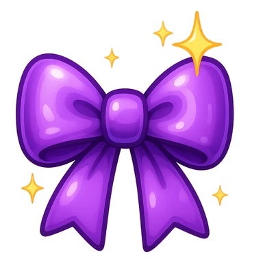 purple bow emoji, cute and shiny, with sparkles sticker