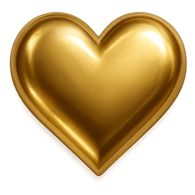 heart icon with a metallic gold finish, digital illustration sticker