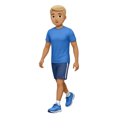 man walking with blue t-shirt  sticker