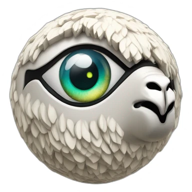 3d sphere with a cartoon Llama skin texture with Eye of Horus sticker