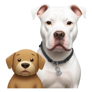 White pitbull with a bear sticker