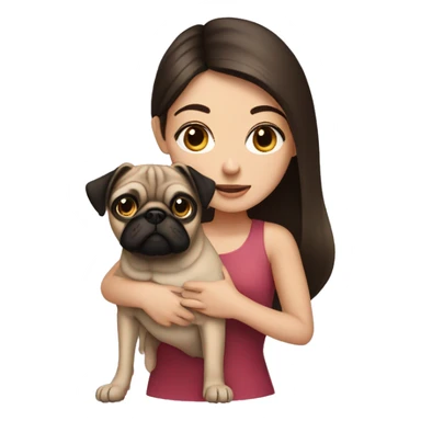 Brunette girl with a Pug  sticker