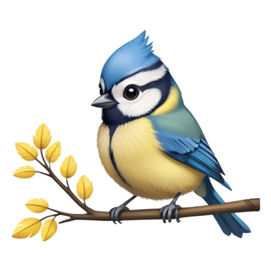Cute blue tit bird on a branch sticker
