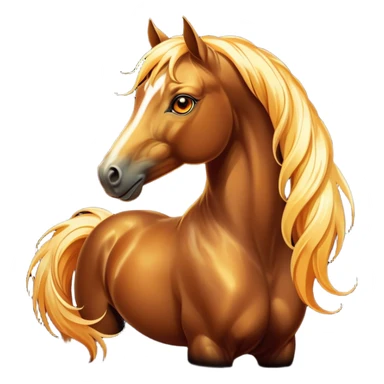Cinematic Elegant Bay Horse Portrait Emoji, Head held high with a serene, majestic gaze, showcasing a magnificent bay fur with a rich, lustrous sheen, a flowing mane and tail, and radiant amber eyes that exude beauty and grace, Simplified yet majestically refined features, highly detailed, glowing with a soft, ethereal light, high shine, poised and breathtaking, stylized with an air of pure elegance, capturing the essence of a stunning and graceful steed, so beautiful it feels like it could gallop out of the screen with effortless charm! sticker