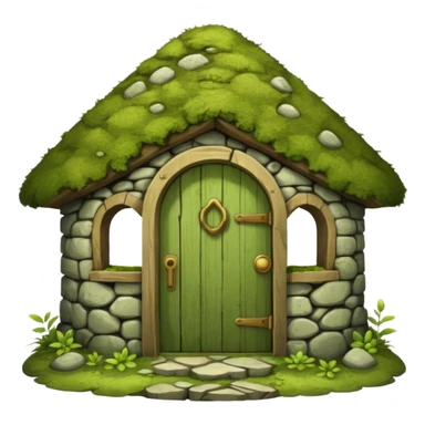 Round stone hut with wooden door.




 sticker