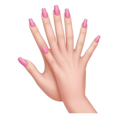  pink  close-up of a human hand with exactly five fingers, beautifully manicured nails, glossy pink nail polish, elegant nail shape, soft lighting, realistic style, isolated on transparent background" sticker