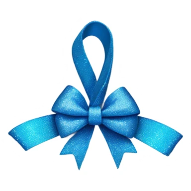 Blue bow with sparkle emoji on the top right corner of the bow￼ sticker