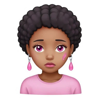 Black Girl with a pink sad tear sticker
