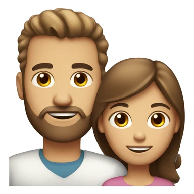 White family, brown hair, brown eyes, dad, mom and daughter sticker