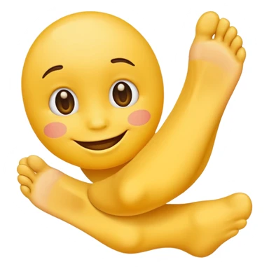 yellow emoji smelling and holding foot sticker