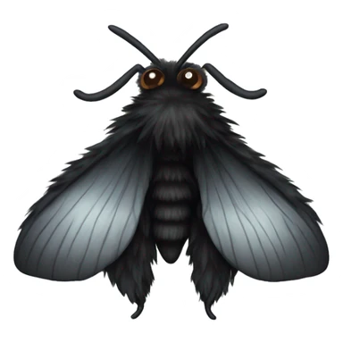 Black fluffy moth sticker