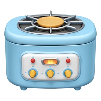 Cute toy stove, single burner only which is empty front view.
BabyBus - style 2.5D soft shading, bright pastel colors. 
Rounded chunky toy shape, simple details.
Even studio lighting, NO harsh light, NO realism, NO textures.
Smooth matte surface, no outlines, no strokes.
Clean background. sticker