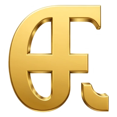 Currency crypto money symbol for the money "Fcoins" letter F in gold sticker