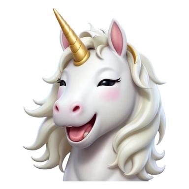 Cinematic Cute Yawning White Unicorn Portrait Emoji, Head tilted slightly with a dramatic, wide-open yawn, showcasing a softly elegant form with a gently cascading mane, a subtly glowing horn and sleepy, half-closed eyes, Simplified yet irresistibly adorable features, highly detailed, glowing with a soft, cozy magical glow, high shine, relaxed yet expressive, stylized with a dash of whimsical enchantment, soft glowing outline, capturing the essence of a drowsy yet affectionate white unicorn that appears ready to stretch and yawn its way out of the screen! sticker