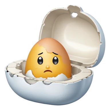 make a singular egg in a egg carton with empty spots around to represent isolation. make the egg have a sad expression like a sad face with tears. sticker