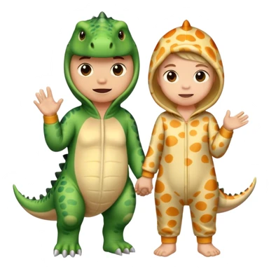 pareja de personas en pijama de dinosaurio sticker