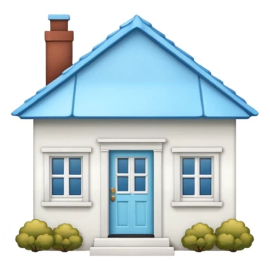 the front view of a mini house with a sky blue roof and white walls (2d) sticker