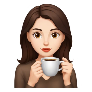 brunette woman drinking coffee sticker