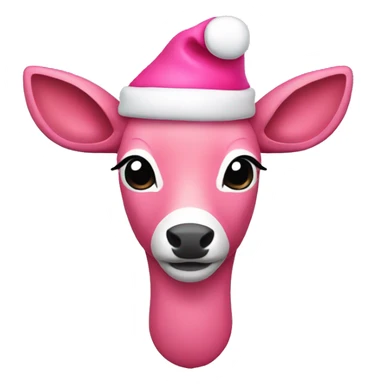 Pink deer with Santa hat sticker