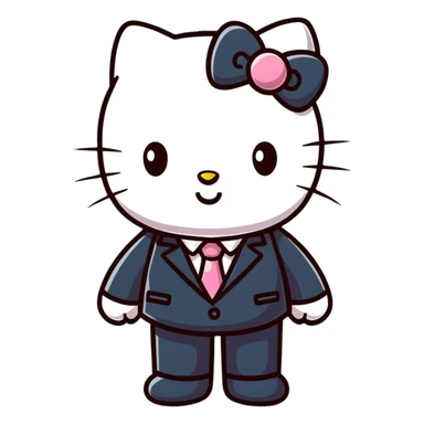 Hello Kitty in business attire working sticker