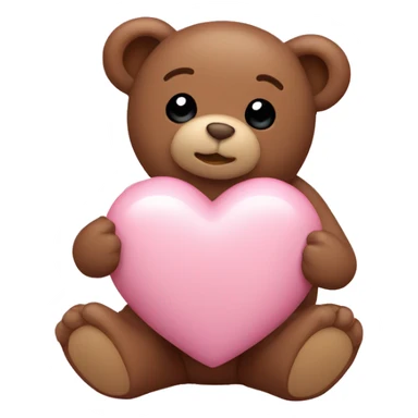 Baby pink heart with a baby brown teddy bear sticker