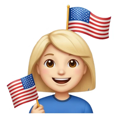 festive emoji for the Fourth of July with fireworks, American flag, and cheerful expression sticker