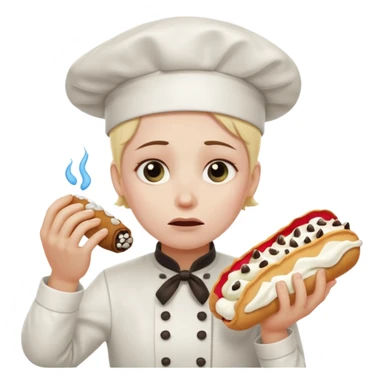 SAD SAD crying overworked pastry chef with cannoli sticker