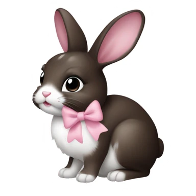 Bunny (Brown black white) with a Baby Pink bow sticker