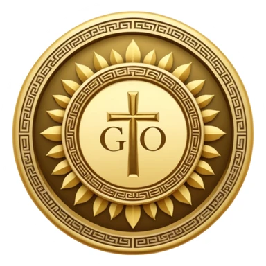 The name of God is repeated in a circle.  sticker