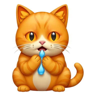 Emoji cat full body hurt and crying orange sticker