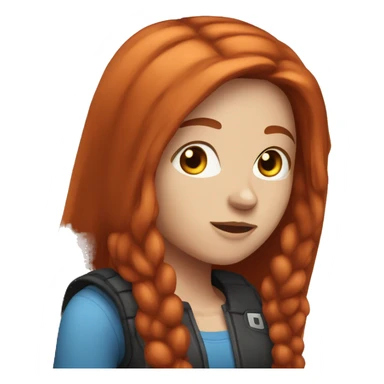 Adult female gamer with long straight red hair, blue eyes and freckles. sticker