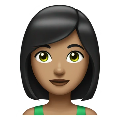 girl with black bob and green eyes sticker