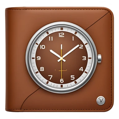 wallet with a speeding clock with motion lines in top right corner, clock hands spinning fast, speed lines around the clock to show fast service sticker