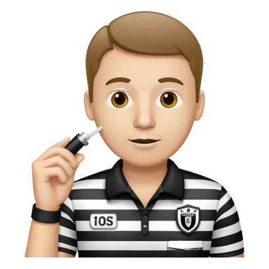 A sports referee with a whistle wearing black and white striped shirt sticker