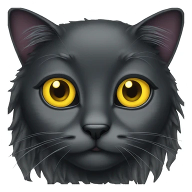 Long hair black cat with big yellow eyes  sticker