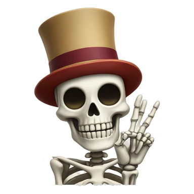 skeleton in fez hat showing v sign with hand sticker