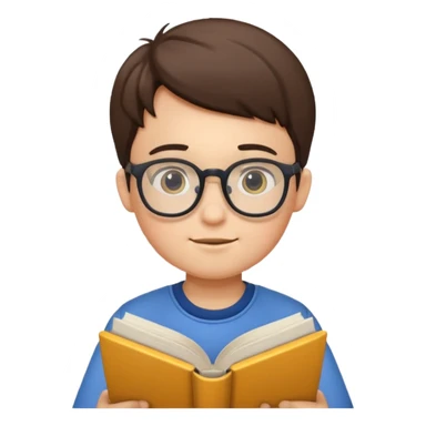 Boy wearing specs and reading books sticker
