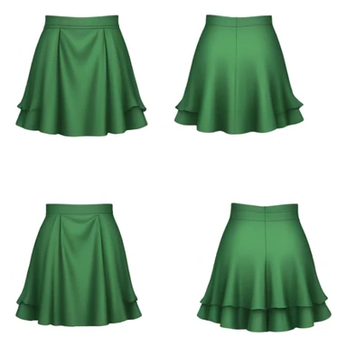 Realistic A-line high waisted green ruffle skirt, isolated sticker
