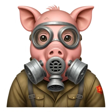 a pig in a Soviet gas mask sticker