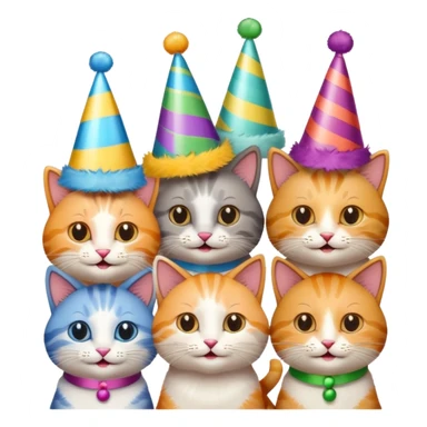  3 happy cats wearing party hats sticker