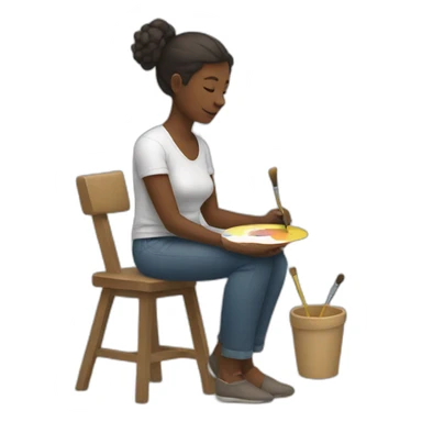 woman sitting down and painting sticker